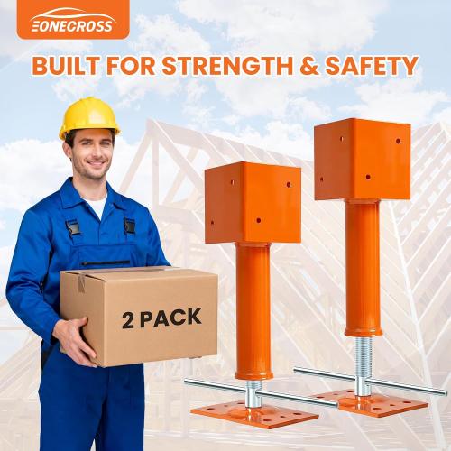 Screw Jack Post 2 Pack, 4x4 Adjustable House Jacks for Leveling, 13-19 Height Range, 24700 lbs Max Load Capacity, Heavy-Duty Steel Post for Crawlspace, Basement, and Foundation Repair