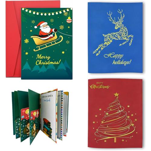 3Pc Christmas Gift Card Book for Adults,Card Gift Book with Envelopes Gifts