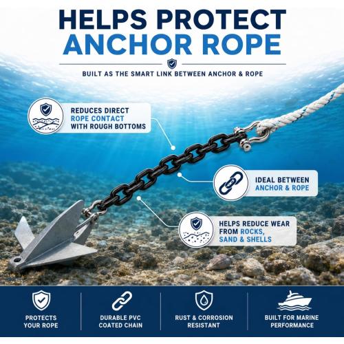 MorningRo PVC Coated Boat Anchor Chain 1/4 Inch x 4ft/ 5ft/ 6ft/ 7ft