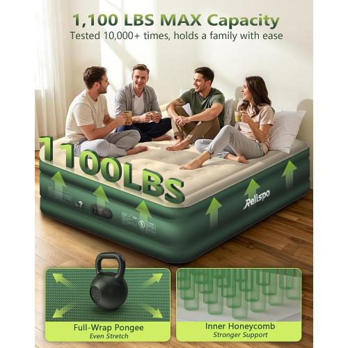 Air Mattress Queen with Built in Pump, Full-Wrap Pongee Fabric