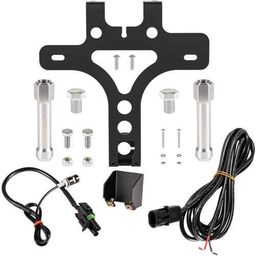 License Plate Relocation Kit Compatible with Jeep Wrangler JL JLU 2018-2024, Rear Spare Tire Mount License Plate Relocator Bracket with Plate Illuminate LED Light Wiring Harness and Connectors