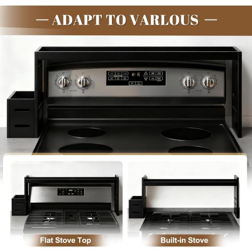 31-inch bamboo stove rack for above the hob, kitchen bamboo spice rack, supports up to 50 pounds. Bamboo stove rack for storing spices and kitchen utensils. (Black)