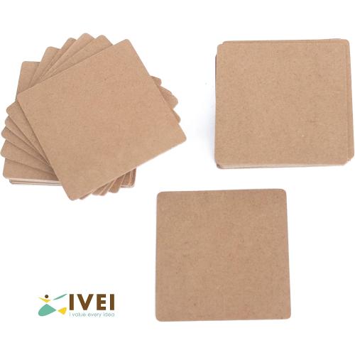 Set of 2 IVEI DIY MDF Coasters/Thin Wood Blanks/Keyrings/Magnets/Boxes for Painting, Decoupage, Resin Art Work & Decoration (Thin MDF Wood Blanks)