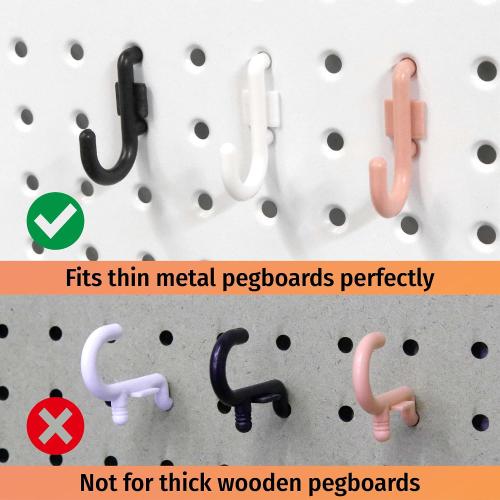 HUHOLE 100PC Pink Plastic Pegboard J Hooks for 1/4 Board