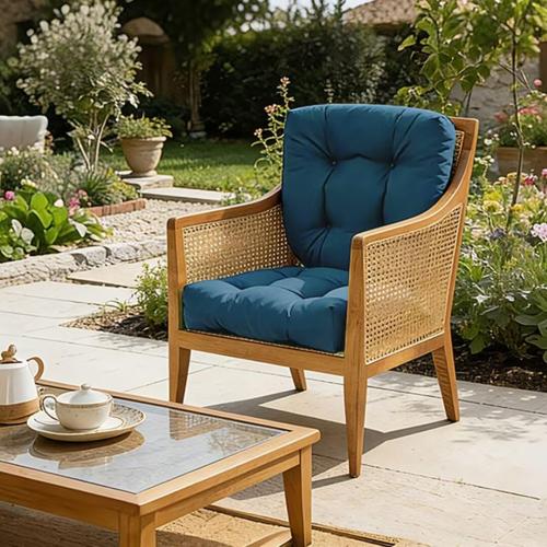 Outdoor Chair Cushions , 19x19 Tufted Outdoor Seat Cushions, Waterproof Patio Furniture Cushions,Navy Blue