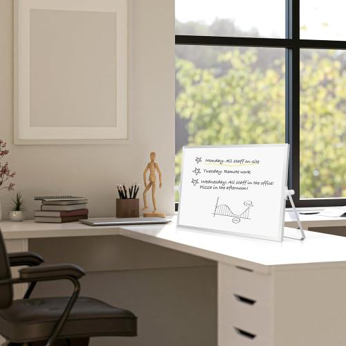 Double-Sided Magnetic White Board with Stand, 16 x 12
