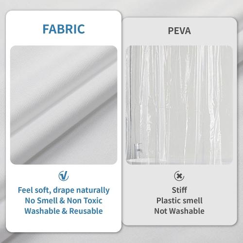 1 Pack Water-Repellent Fabric Shower Curtain Liner, 72x90 White