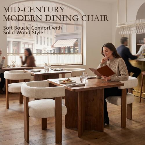 Gaussen Boucle Dining Chairs Set of 2, Mid Century Modern Dining Room Chairs ‼️The legs are not made of wood, but rather of silver-colored metal‼️