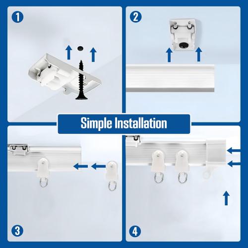 UrbanRed Flexible Ceiling Curtain Track, 5 m (16.4 ft) Rail Kit, White | Flexible curtain ceiling track bends for smooth sliding, making it ideal for room dividers, RVs and bay windows.
