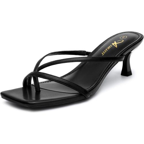 Athlefit Women's Strappy Kitten Heels Fashion Flip Flop Thong Low Heels Size 8.5