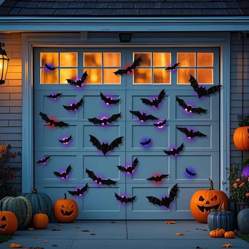 DR.DUDU 36 Pack Halloween Bats Wall Decor Halloween Decorations Indoor