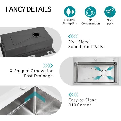 Missing faucet. Kitchen Sink 30 inch Drop in Kitchen Sink with Faucet Combo Modern Workstation Farmhouse Sinks Large Stainless Steel Single Bowl kitchen Sinks