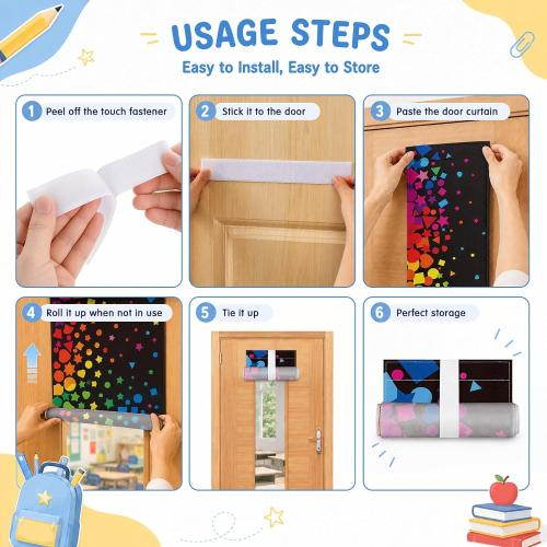 2 Pcs Confetti Classroom Door Window Cover Colorful Dot Door Curtain Classroom Decor Blackout Lockdown Shades for Door Window Covering Confetti Darkening Blackout Roller Drapes Back to School Supplies
