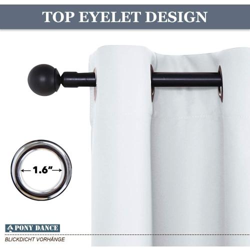 PONY DANCE Greyish White Room Darkening Kitchen Curtains 2 Panels Set,Thermal Insulated Small Window Treatment Heavy Duty Privacy Tiers for Laundry Bedroom Bathroom(2 Panels, W 34 x L 36 inches)