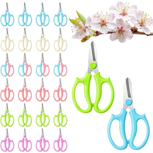 24 Pcs Floral Scissors Stainless Steel Floral Scissor for Cutting Fresh Flowers Shears Pruning Garden Plants Flower Arrangement (Blue, Pink, Purple, Blue-Pink, Green, White)