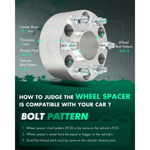 2Pcs 6x5.5 Wheel Spacers 3 inch