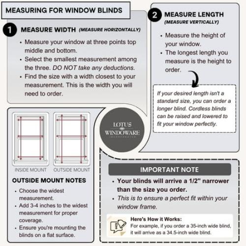 Lotus & Windoware Cordless 2 Faux Wood Room Darkening Horizontal Blind, 28 W x 60 L, Bright White, Embossed
