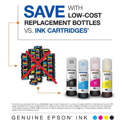 Epson 522 3pk Ink Bottles - Cyan Magenta Yellow (T522520-S)