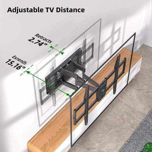 Full Motion TV Wall Mount for Most 37-84 Flat Screen TV, Swivel or Tilt TV Wall Bracket with Dual Articulating Arms, for 12-16 Wood Studs, Max VESA 600x400mm, Load 120 lbs by USX MOUNT