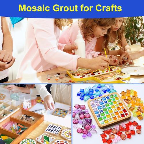 Mosaic Grout for Crafts, 28.2oz Big Capacity, Grout for Mosaic Tiles Crafts, Essential for Handmade Grouting, DIY Craft Projects Accessories, No Need to add Water, Direct Caulking Tile Tools