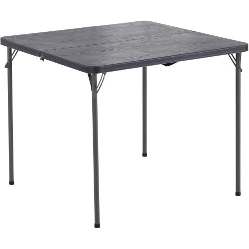 FROASISPRO 34 Square Folding Card Table, Plastic Folding Tables, Portable Fold Up Table w/Handle, Bearing 330 Lbs, Indoor and Outdoor Bi-Folding Table for Picnic, Party, Camping, Grey Woodgrain