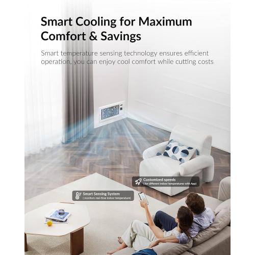 Howeall Super Quiet Register Booster Fan for 4 x 10 Register Holes, Smart Register Vent with Dual Intelligent Thermostat and WIFI App Control, Heating Cooling AC Vent Fan (White)