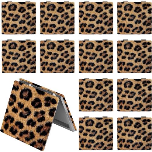 12 Pack Leopard Compact Mirrors Bulk, Leopard Print Mirror Double Sided Folding Pocket Makeup Mirror, Bulk Leopard Gifts for Women, Leopard Party Favor for Women Girls Goodie Bags