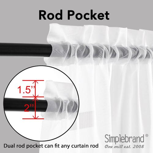 Simplebrand White Sheer Curtains 72 Inches Long 2 Panels for Living Room, Rod Pockets Airy Window Treatments Voile Sheer White Curtains Panels Lightweight for Front Back Patio Glass Door, 42 Width