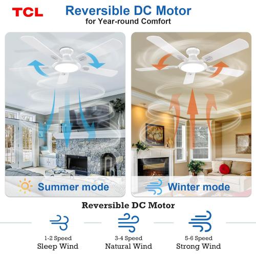 TCL 52 White Low Profile Ceiling Fan with Light & Remote