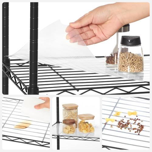 SONGMICS 6-Tier Storage Shelves, Adjustable Wire Shelving Unit, 8 Hooks