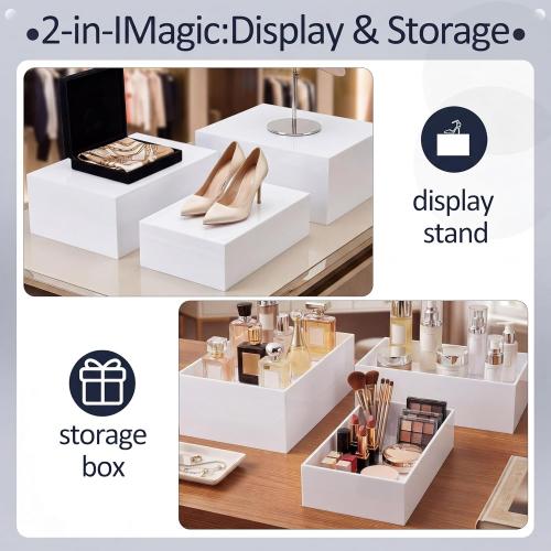 3 Pack Extra Large White Acrylic Buffet Risers 14” 13” 12” Cubes