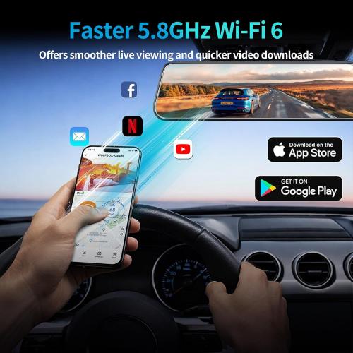 KCV 4K Rear Mirror Dash Cam for Ford F150 F250 F350 (2009-2025 with 16pin Auto dimming), Front 4K   Rear 1080P Camera, Integrated Replacement OEM Look, Plug & Play, Free 64GB Card