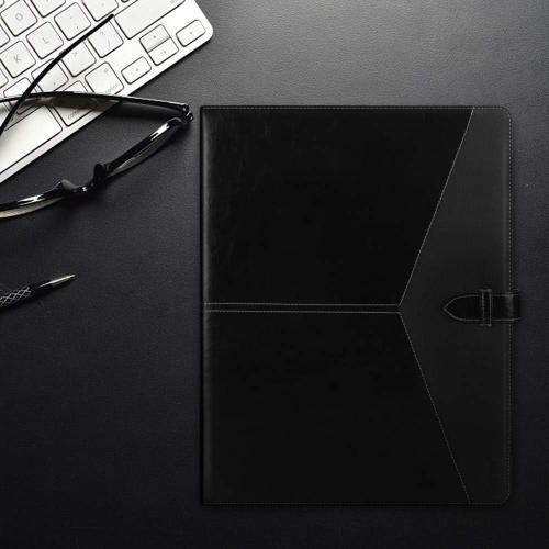 Toplive Padfolio 3 Ring Binder Organizer Business Portfolio Folder for Women, A4/ Letter Size PU Leather Professional Portfolio Padfolio for Interview Conference Presentation, Black