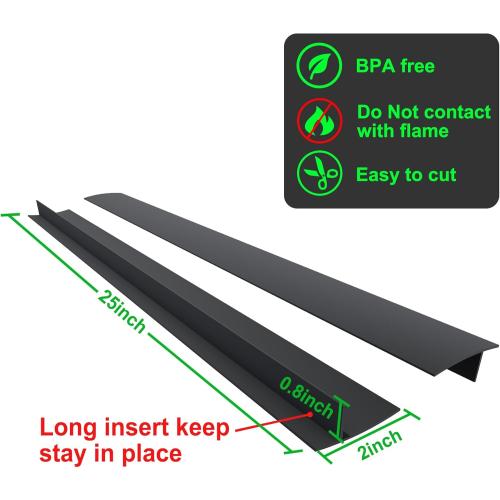 KindGa Silicone Stove Counter Gap Cover - 25 Inch Gap Filler 2 Pack Black