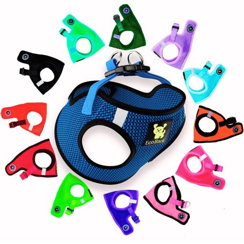 EcoBark Step in Dog Harness - Eco-Friendly Teacup Dog Harnesses for XXS, XS, and Small Dogs - Reflective and Adjustable Mini Body Halter Vest -Tiny Soft Mesh Toy Breed Harness (Bright Blue, XXS)