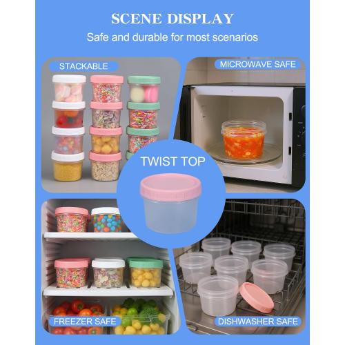 Food Storage Containers, 12 Pack 4 oz Freezer Storage Containers with Twist Top Lids, Leakproof, BPA Free, Microwave & Dishwasher Safe Takeout Container - Ideal for Soup and More