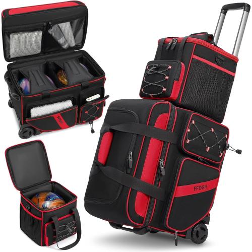 3-4 Ball Bowling Bag with Wheels, Bowling Roller with Add-on Tote Set