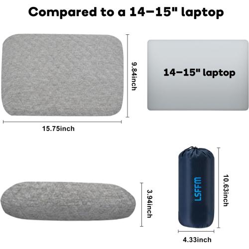 Memory Foam Travel Pillow 9.8x15.7 Compact Camping Pillow