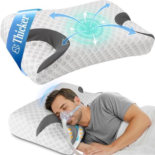 IKSTAR CPAP Pillow for Side Sleeper, Sleep Apnea Pillow for Sleeping, CPAP Nasal Pillows Suit for All CPAP Masks User, Cervical Memory Foam Neck Support Pillow Relief Neck Pain for Side Back Sleepers
