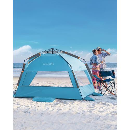 OutdoorMaster Pop Up Beach Tent Sun Shelter for 3-4 Person with Sandbags | Instant Setup, UPF 50  Protection, Privacy Zippered Door, Ventilated Windows, Portable Carrying Bag