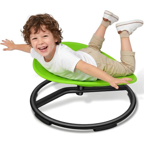 Spinning Chair for Autistic Kids - Sensory Swivel Seat with 220 lbs Weight Capacity & Non-Slip Base, Improves Balance & Coordination, Sit and Spin Sensory Toy for ADHD/Autism, Ages 3  (Green)