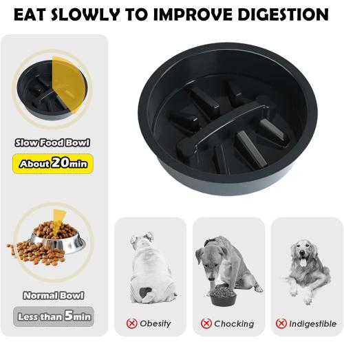 SHAINFUN Elevated Dog Bowls with Slow Feeder & Mat for Medium and Large Dogs, 12 Tall Adjustable Wooden & Metal Raised Dog Bowl Stand, 2 Stainless Steel 58oz Bowls for Food & Water