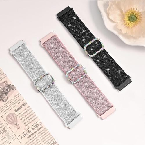 3 Pack Nylon Bands Compatible with Woneligo/Fitpolo Smart Watch, 22mm Soft Elastic Straps for Quican/Tensky/Aeac ID208 Plus/Veryfit IDW28/TOOBUR/Tensky/ENOMIR/Amzhero/WNH IDW19 Glitter Bands for Women