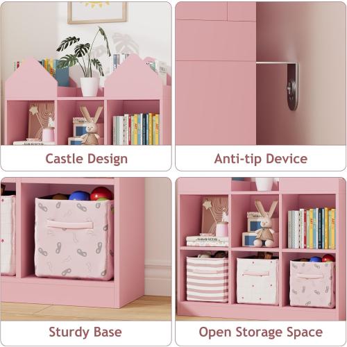 Garvee Kids Bookshelf and Toy Storage Organizer, Pink