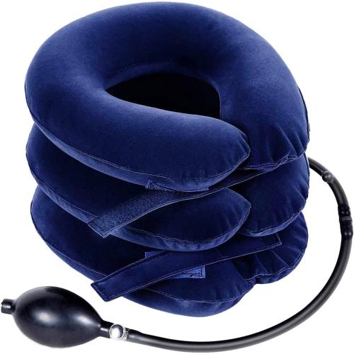 Cervical Neck Traction Device for Instant Neck Pain Relief - Inflatable & Adjustable Neck Stretcher Neck Support Brace, Best Neck Traction Pillow for Home Use Neck Decompression (Blue)