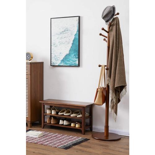 XKZG Shoe Rack Bench Wooden Shoe Storage Bench Entryway Bench, Brown, 31.5