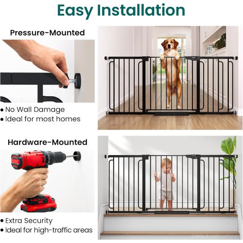 Cumbor Extra Wide Baby Gate, 36.6-69 Walk-Through Dog Gate Black