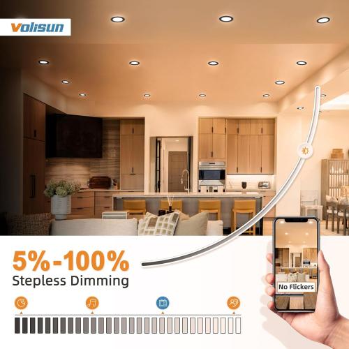 VOLISUN 24 Pack 4 inch Recessed Lighting, 5CCT, 9.5W Eqv 80W, 810LM, Black