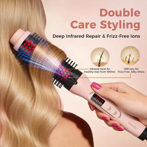 Infrared Thermal Brush, Dual Voltage Heated Round Brush, Shell Pink