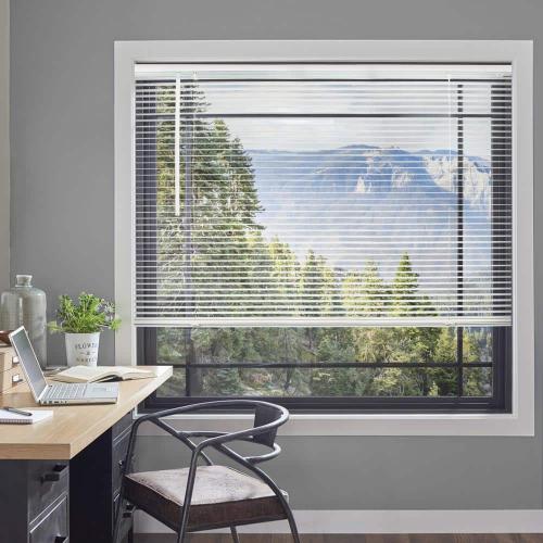 White Cordless Room Darkening Vinyl Mini Blind with 1 in. Slats 46 in. W x 60 in. L